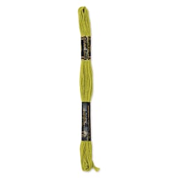 DMC Cotton Embroidery Floss - Medium Light Moss Green, 8-3/4 yards showing back of packaging