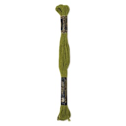 DMC Cotton Embroidery Floss - Dark Moss Green, 8-3/4 yards showing back of packaging