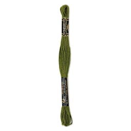 DMC Cotton Embroidery Floss - Avocado Green, 8-3/4 yards showing back of packaging