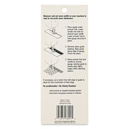 Dritz Machine Seam Gauge & Adhesive Guide - back of packaging