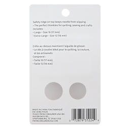 Dritz Slip-Stop Thimble - Set of 2, Large and Extra Large back of packaging