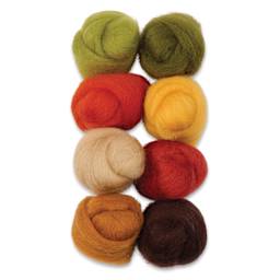 Wistyria Editions 100% Wool Roving - Autumn, Pkg of 8