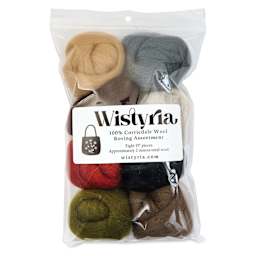 Wistyria Editions 100% Wool Roving - Rustic, Pkg of 8 - front of packaging