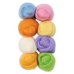 Wistyria Editions 100% Wool Roving - Cotton Candy, Pkg of 8