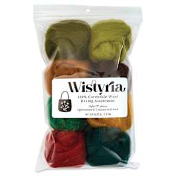 Wistyria Editions Wool Roving - Woodsy, Pkg of 8 - front of packaging