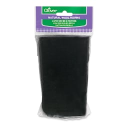 Clover Natural Wool Roving - Front of package of Black Color Roving