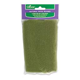 Clover Natural Wool Roving - Front of package of Moss Color Roving