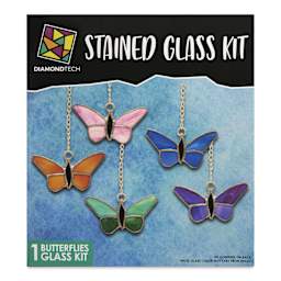 Diamond Tech Stained Glass Kit - Butterflies, Set of 5 - front of packaging
