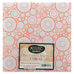 Mosaic Mercantile Opalescent Glass Pack - Coral, 8" x 8", Pkg of 3, front of packaging