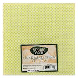 Mosaic Mercantile Opalescent Glass Pack - Yellow, 8" x 8", Pkg of 3, front of packaging