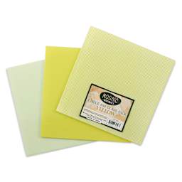Mosaic Mercantile Opalescent Glass Pack - Yellow, 8" x 8", Pkg of 3, fanned out