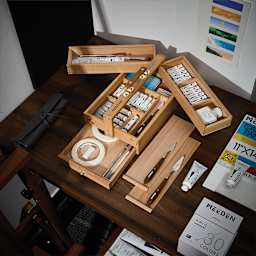Meeden 3-level Artist Storage Box filled with supplies, supplies not included