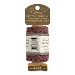 Hemptique Hemp Cord Spool - Dark Brown, 1 mm x 98.4 ft, back of the packaging