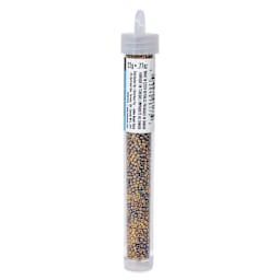 John Bead Czech Glass Seed Beads - Topaz, Luster Mix, 10/0, 22 g Vial side view