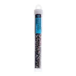 John Bead Czech Glass Seed Beads - Steel and Scarlet Mix, 10/0, 22 g Vial
