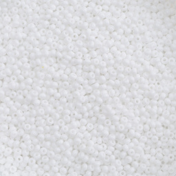 John Bead Czech Glass Seed Beads - White Opaque, 10/0, 22 g Vial close up