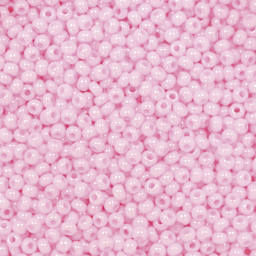 John Bead Czech Glass Seed Beads - Dyed Pink, Opaque, 10/0, 22 g Vial close up