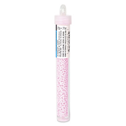 John Bead Czech Glass Seed Beads - Dyed Pink, Opaque, 10/0, 22 g Vial side view