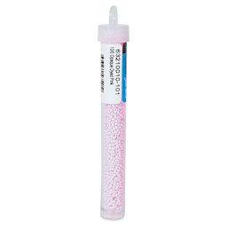John Bead Czech Glass Seed Beads - Dyed Pink, Opaque, 10/0, 22 g Vial back view