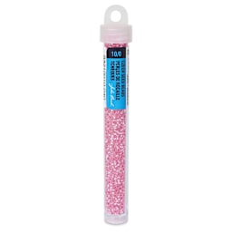 John Bead Czech Glass Seed Beads - Transparent Pink, Silver Lined, 10/0, 22 g Vial