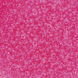 John Bead Czech Glass Seed Beads - Neon Pink, Color Lined, 10/0, 22 g Vial close up