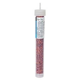 John Bead Czech Glass Seed Beads - Red, Luster Mix, 10/0, 22 g Vial side view