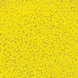 John Bead Czech Glass Seed Beads - Lemon Yellow, 10/0, 22 g Vial close up