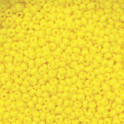 John Bead Czech Glass Seed Beads - Gold Yellow, Opaque, 10/0, 22 g Vial close up
