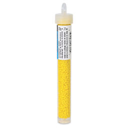 John Bead Czech Glass Seed Beads - Gold Yellow, Opaque, 10/0, 22 g Vial side view