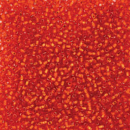 John Bead Czech Glass Seed Beads - Silver-Lined Orange, 10/0, 22 g Vial close up