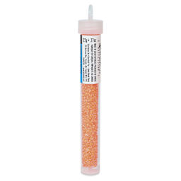 John Bead Czech Glass Seed Beads - Neon Orange, Color Lined, 10/0, 22 g Vial side view