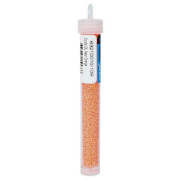 John Bead Czech Glass Seed Beads - Neon Orange, Color Lined, 10/0, 22 g Vial back view