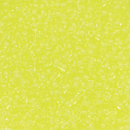 John Bead Czech Glass Seed Beads - Neon Yellow, Color Lined, 10/0, 22 g Vial close up