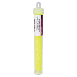John Bead 11/0 Czech Glass Seed Beads - Neon Yellow, Color Lined, 23 g - right side