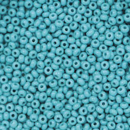 John Bead Czech Glass Seed Beads - Turquoise Blue, Opaque, 10/0, 22 g Vial close up