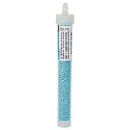 John Bead Czech Glass Seed Beads - Turquoise Blue, Opaque, 10/0, 22 g Vial side view