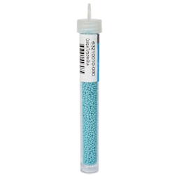 John Bead Czech Glass Seed Beads - Turquoise Blue, Opaque, 10/0, 22 g Vial back view