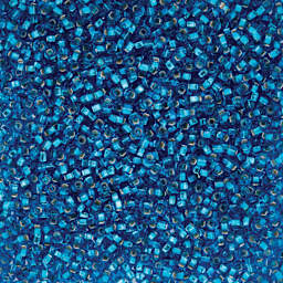 John Bead Czech Glass Seed Beads - Silver-Lined Light Blue, 10/0, 22 g Vial close up