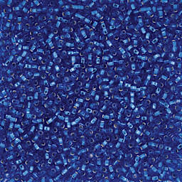 John Bead Czech Glass Seed Beads - Silver-Lined Dark Blue, 10/0, 22 g Vial close up
