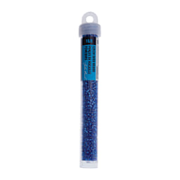 John Bead Czech Glass Seed Beads - Silver-Lined Dark Blue, 10/0, 22 g Vial
