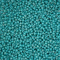 John Bead Czech Glass Seed Beads - Opaque Turquoise AB, 10/0, 22 g Vial close up