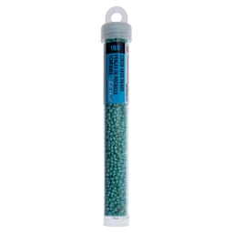 John Bead Czech Glass Seed Beads - Opaque Turquoise AB, 10/0, 22 g Vial