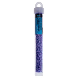 John Bead Czech Glass Seed Beads - Color-Lined Fuchsia and Transparent Blue, 10/0, 22 g Vial