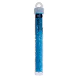 John Bead Czech Glass Seed Beads - Transparent Aqua Rainbow AB, 10/0, 22 g Vial