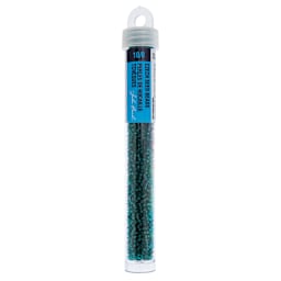 John Bead Czech Glass Seed Beads - Transparent Teal, 10/0, 22 g Vial