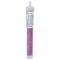 John Bead Czech Glass Seed Beads - Neon Purple, Color Lined, 10/0, 22 g Vial side view