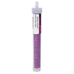 John Bead 11/0 Czech Glass Seed Beads - Neon Purple, Color Lined, 23 g vial - left side