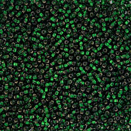 John Bead Czech Glass Seed Beads - Silver-Lined Green, 10/0, 22 g Vial close up
