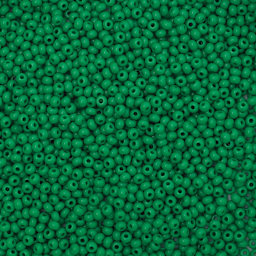 John Bead Czech Glass Seed Beads - Medium Green, 10/0, 22 g Vial close up