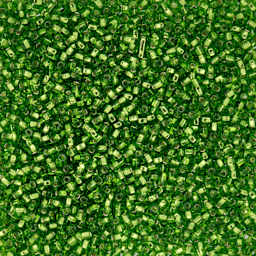 John Bead Czech Glass Seed Beads - Silver-Lined Chartreuse, 10/0, 22 g Vial close up